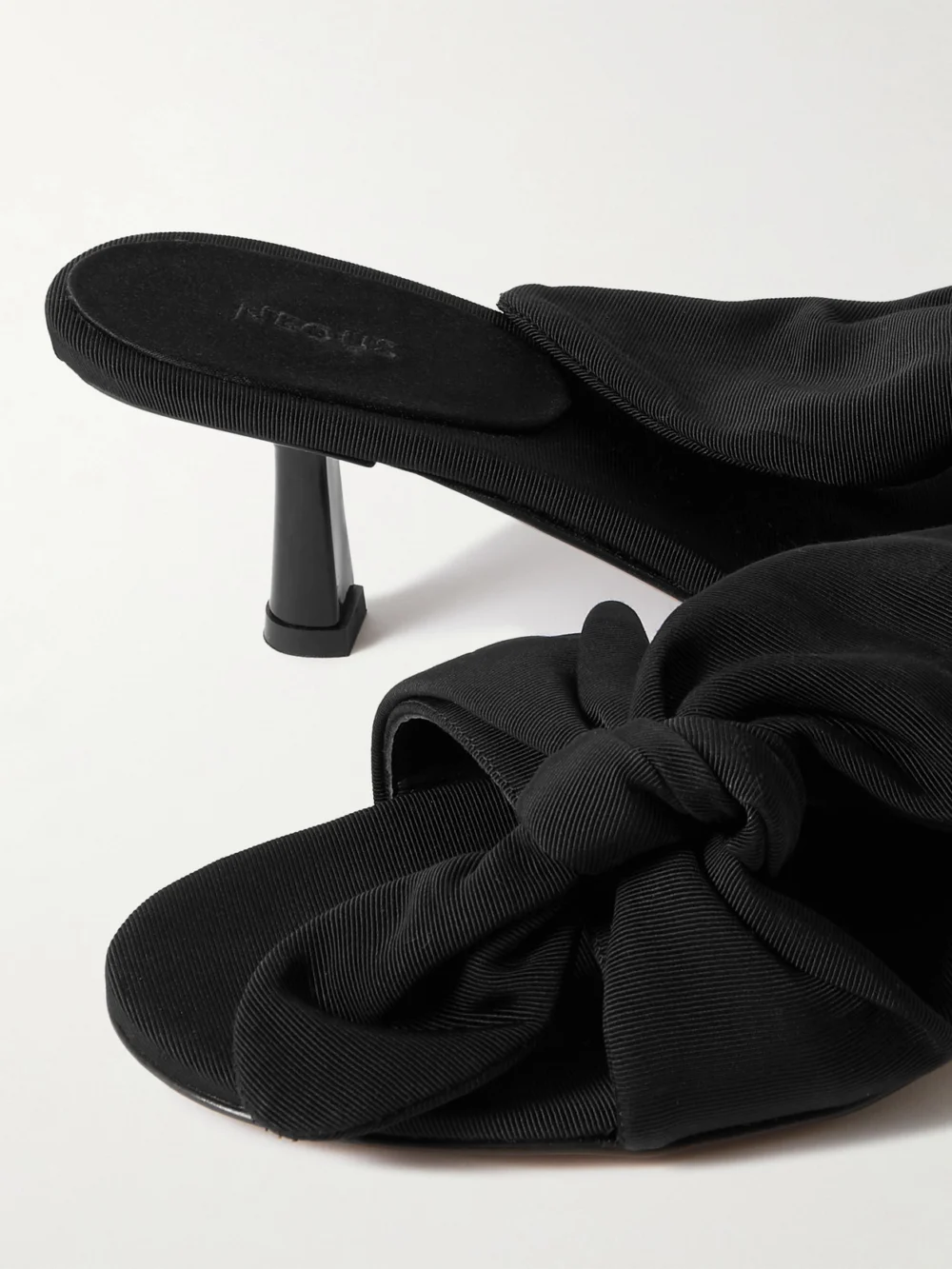 Close-up detail of the Neous Diana Bow-detailed Grosgrain Sandals