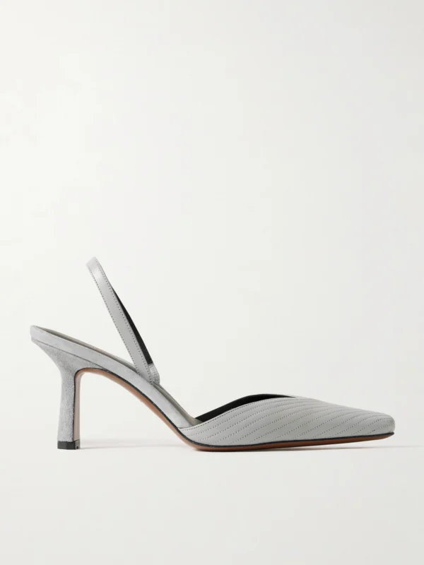 Neous Dilmun Suede-trimmed Leather Slingback Pumps