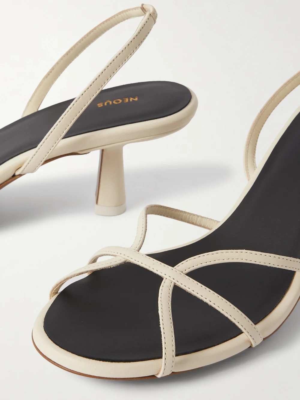 Close-up detail of the Neous Ibor Leather Slingback Sandals
