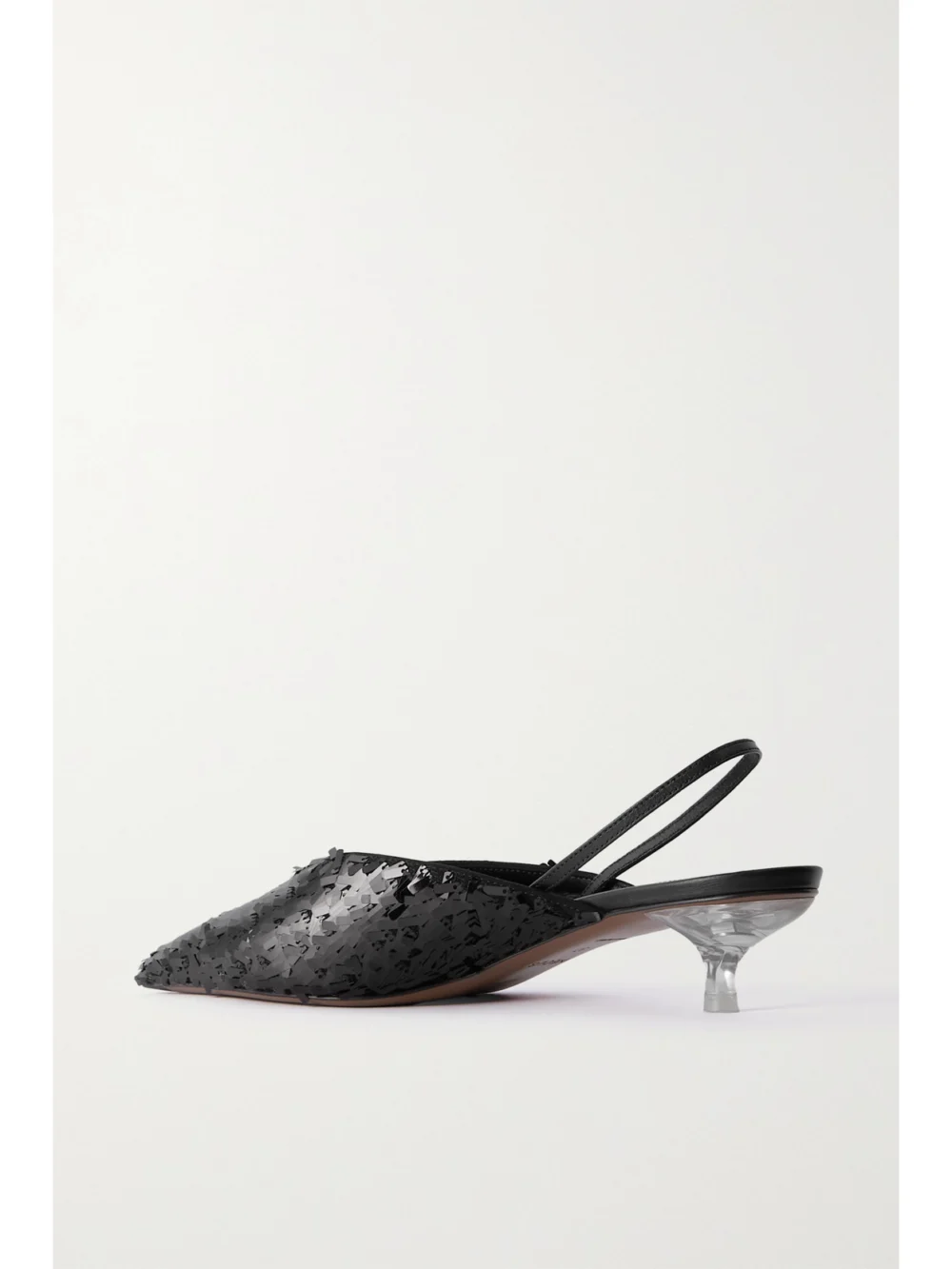 Back view of the Neous Irena Sequined Leather Slingback Pumps