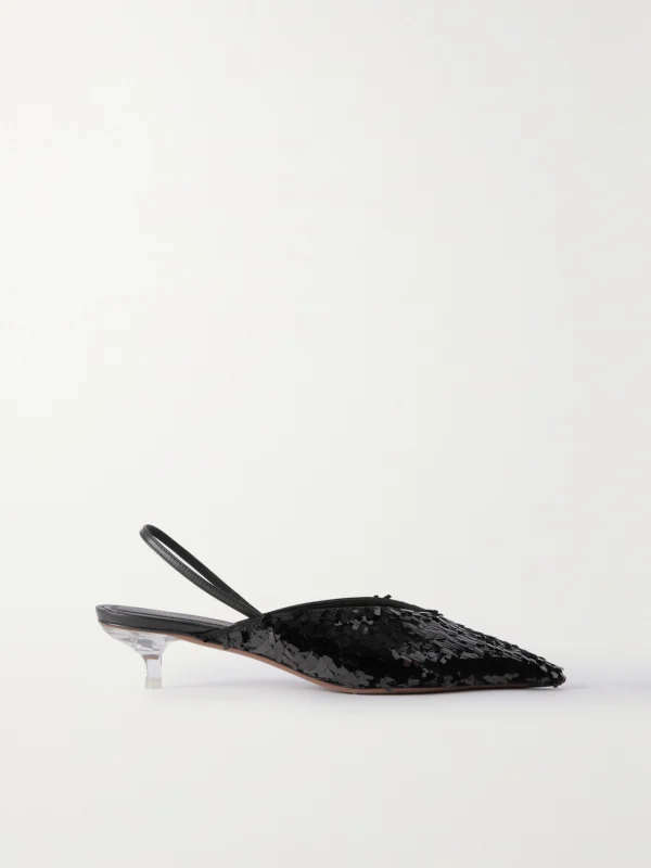 Neous Irena Sequined Leather Slingback Pumps