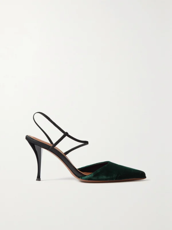 Neous Tangra Suede-trimmed Velvet Pumps