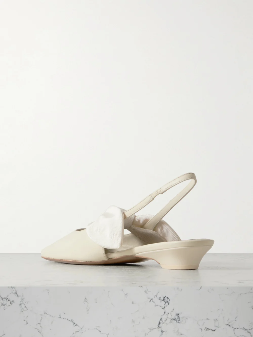 Back view of the Neous Uba Bow-embellished Faille and Leather Slingback Flats