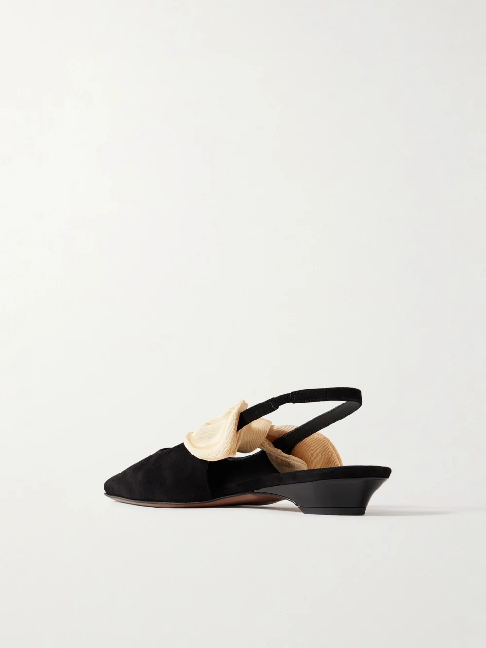 Back view of the Neous Uba Bow-embellished Faille and Suede Slingback Flats
