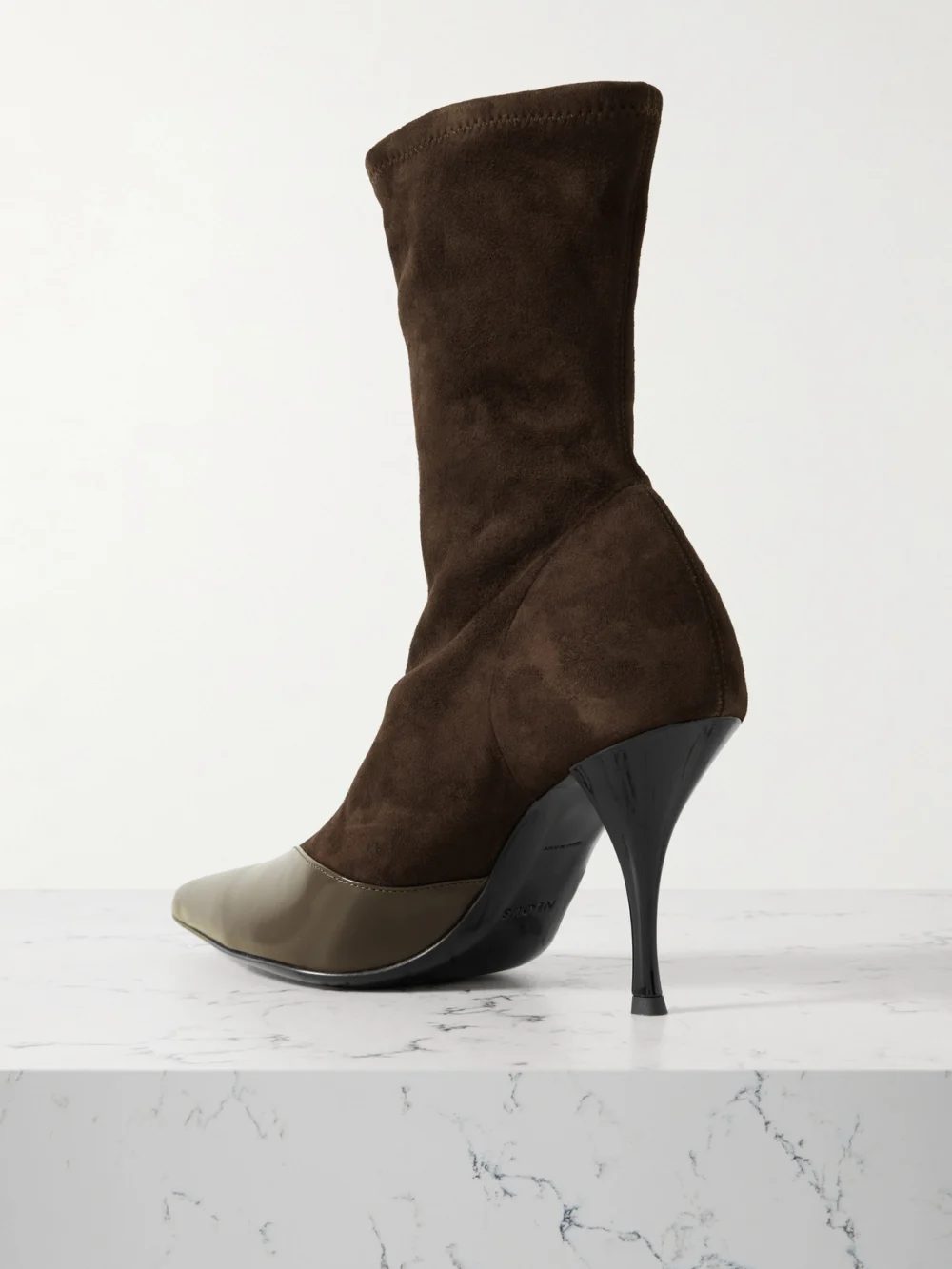 Back view of the Neous Vega Paneled Leather-trimmed Suede Ankle Boots