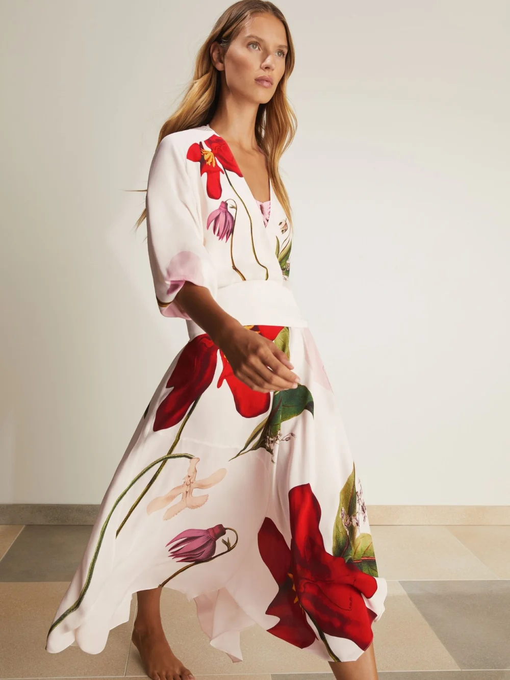 New York Botanical Gardens New York Botanical Gardens Nola Women's Cream & Red Floral Print Maxi Dress, view 4