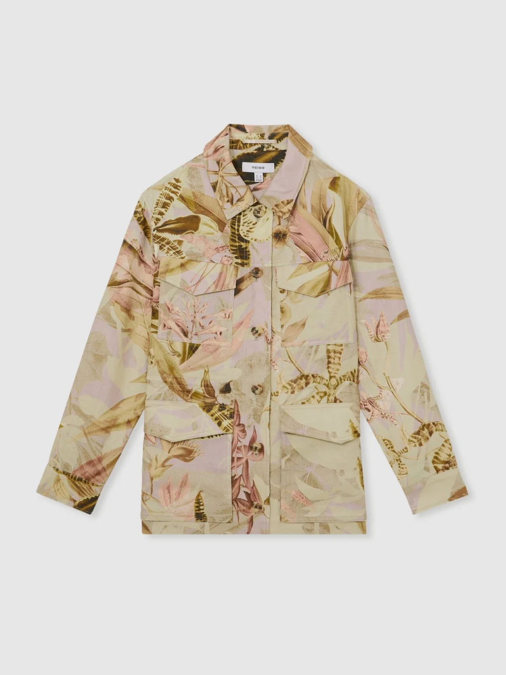 New York Botanical Gardens x NYBG Light Khaki Linen Floral Utility Jacket, view 2