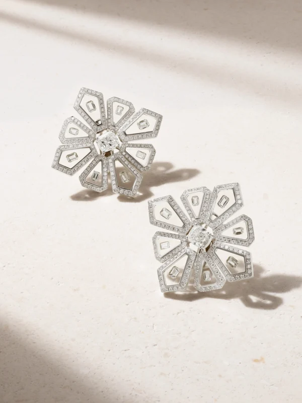 Nikos Koulis Universe 18-karat White Gold, Diamond and Enamel Earrings