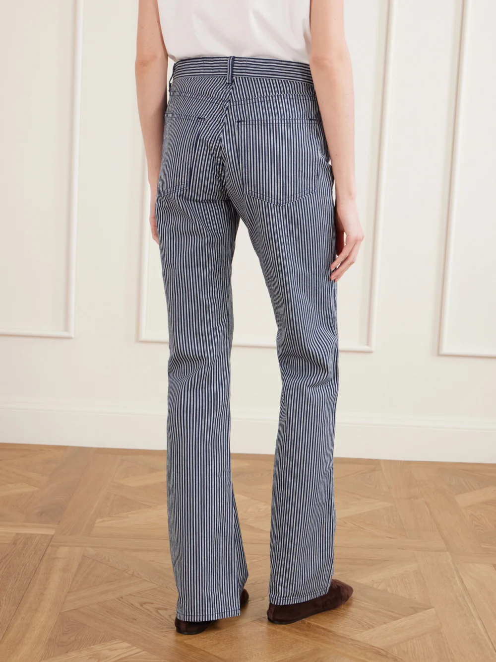 Back view of the Nili Lotan Celia Striped Straight-leg Jeans