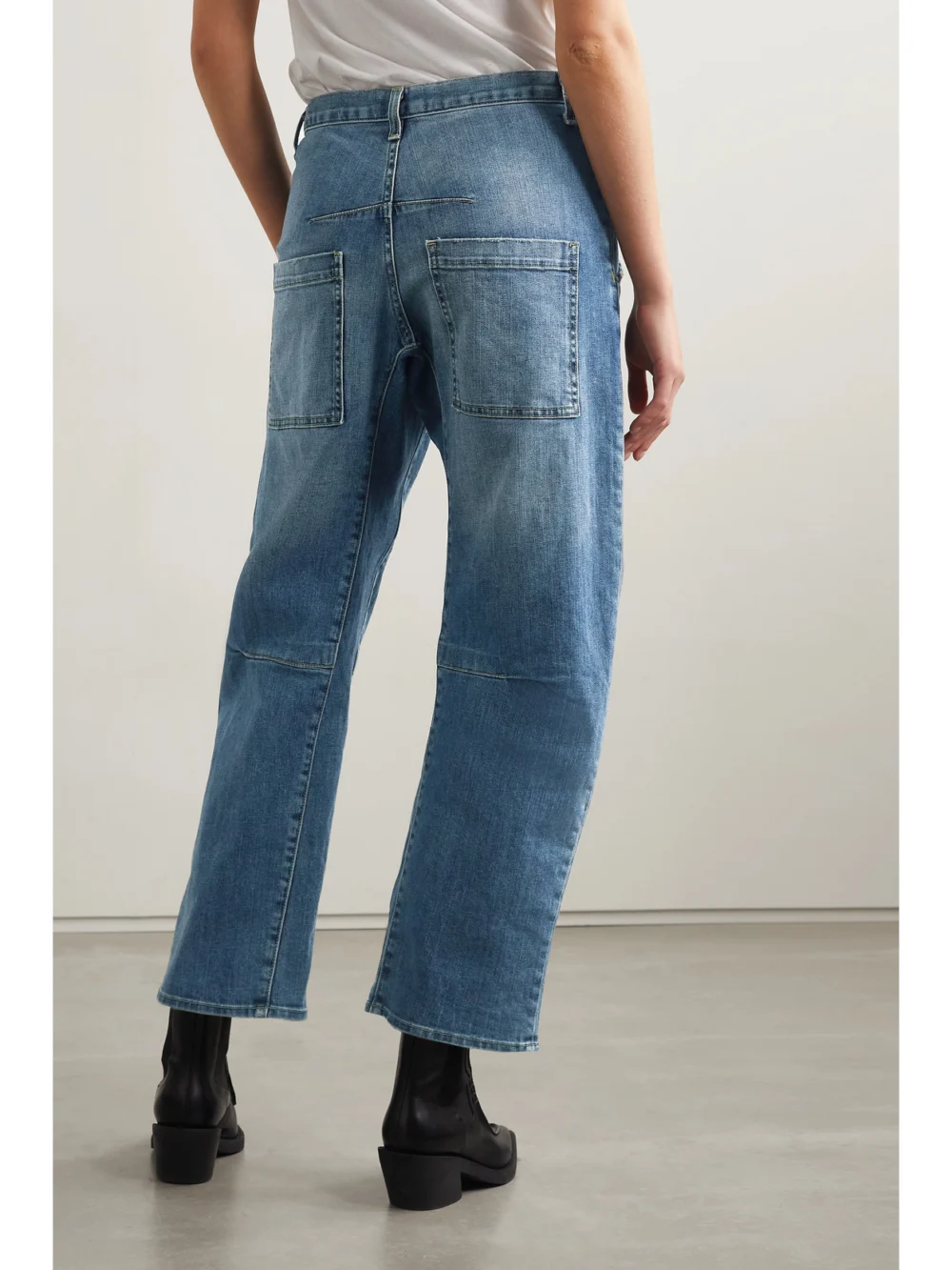 Back view of the Nili Lotan Emerson High-rise Tapered Jeans
