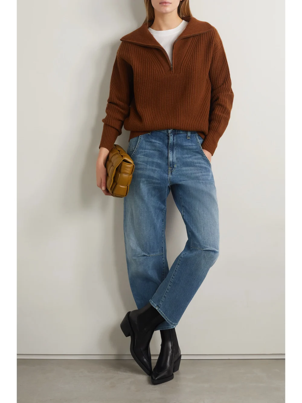 Nili Lotan Emerson High-rise Tapered Jeans, worn by a model