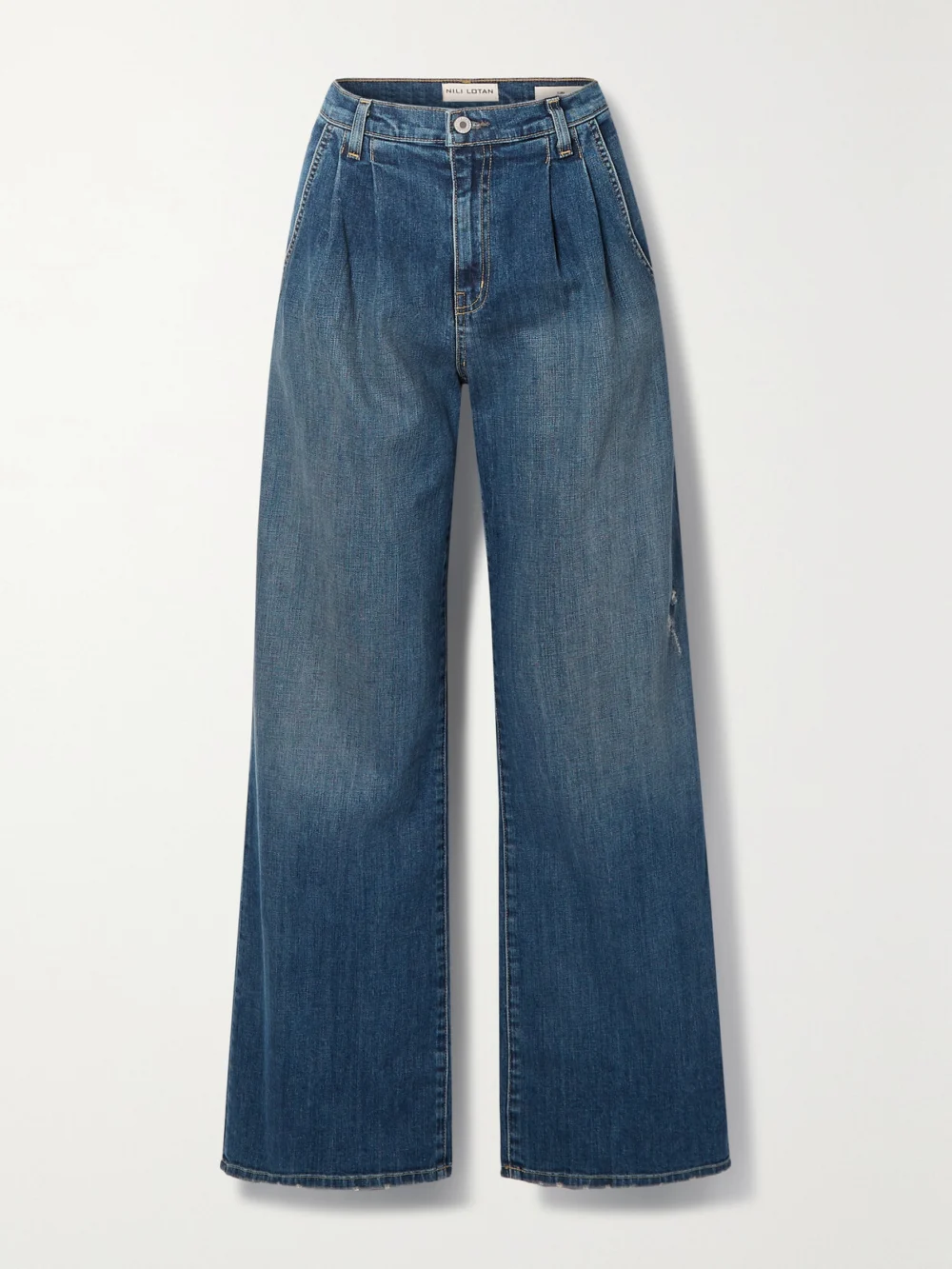 Nili Lotan Flora Pleated High-rise Wide-leg Jeans in blue