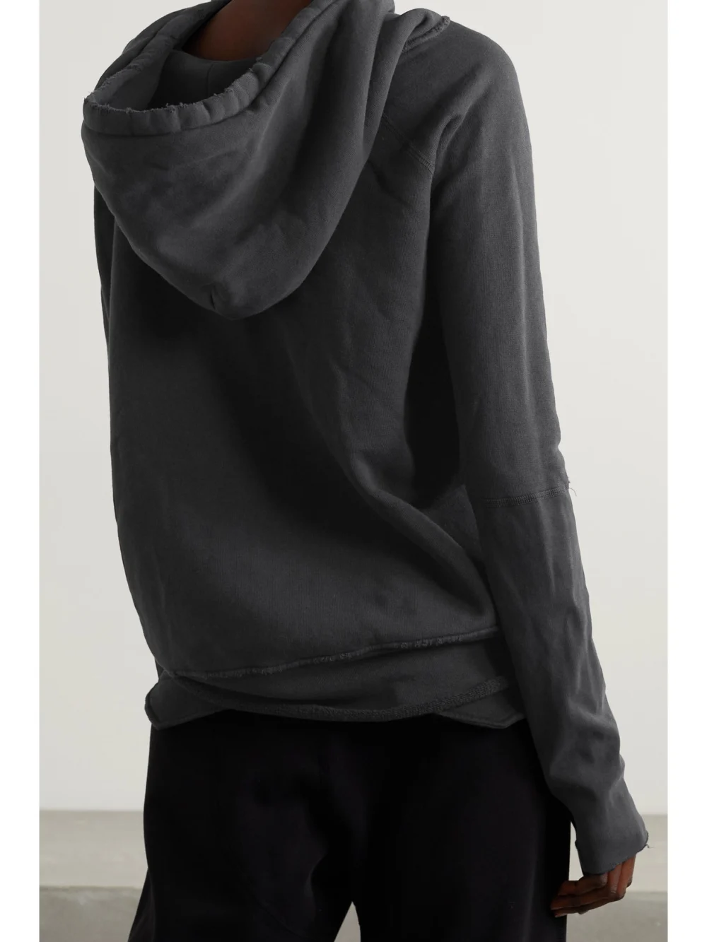 Back view of the Nili Lotan Janie Distressed Cotton-jersey Hoodie
