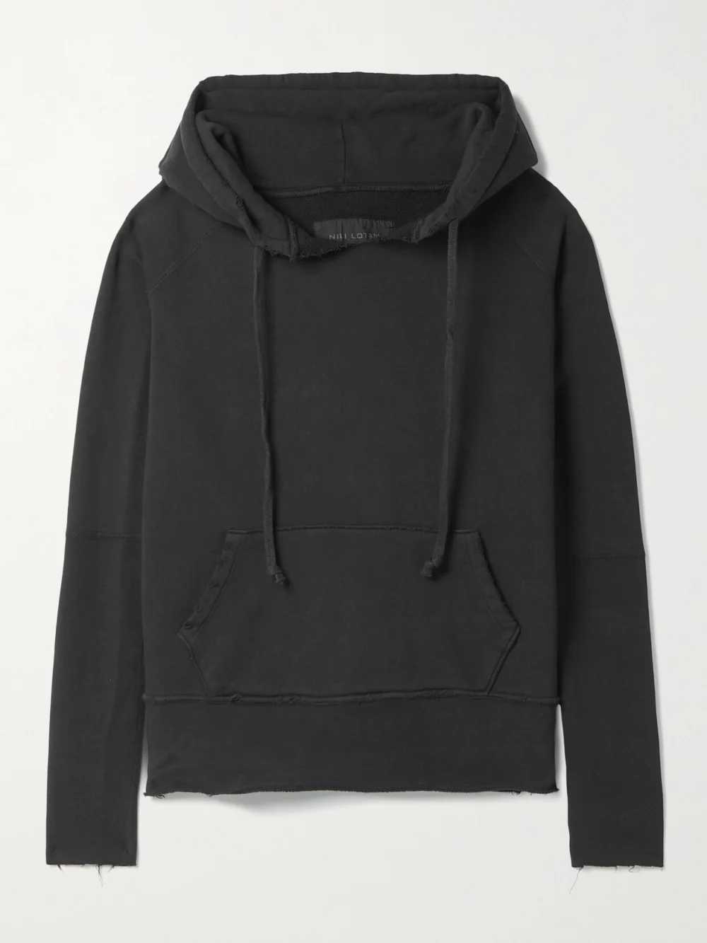 Nili Lotan Janie Distressed Cotton-jersey Hoodie in black