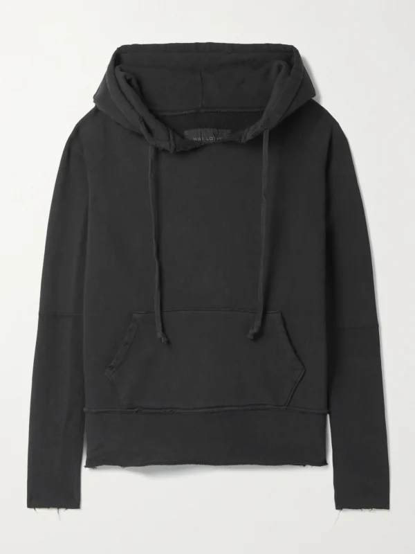 Nili Lotan Janie Distressed Cotton-jersey Hoodie