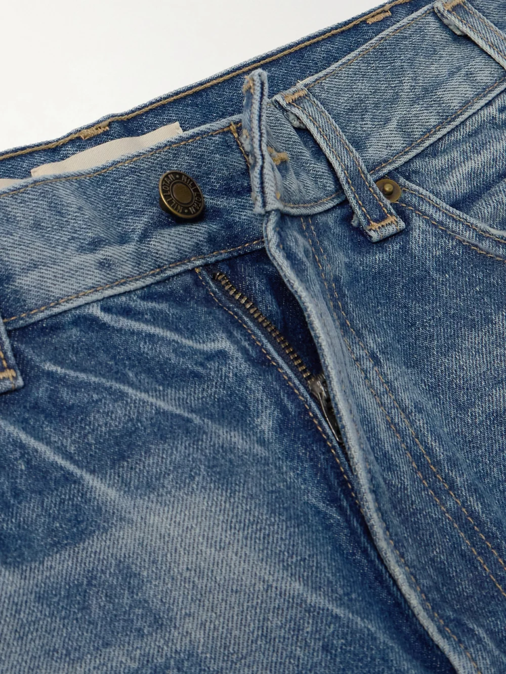 Close-up detail of the Nili Lotan Joan High-rise Straight-leg Jeans