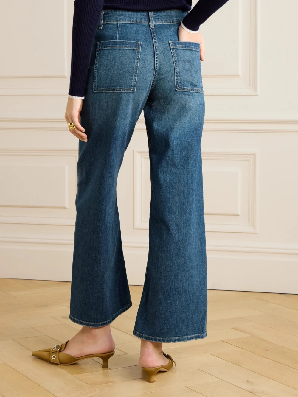 Back view of the Nili Lotan Megan High-rise Wide-leg Jeans