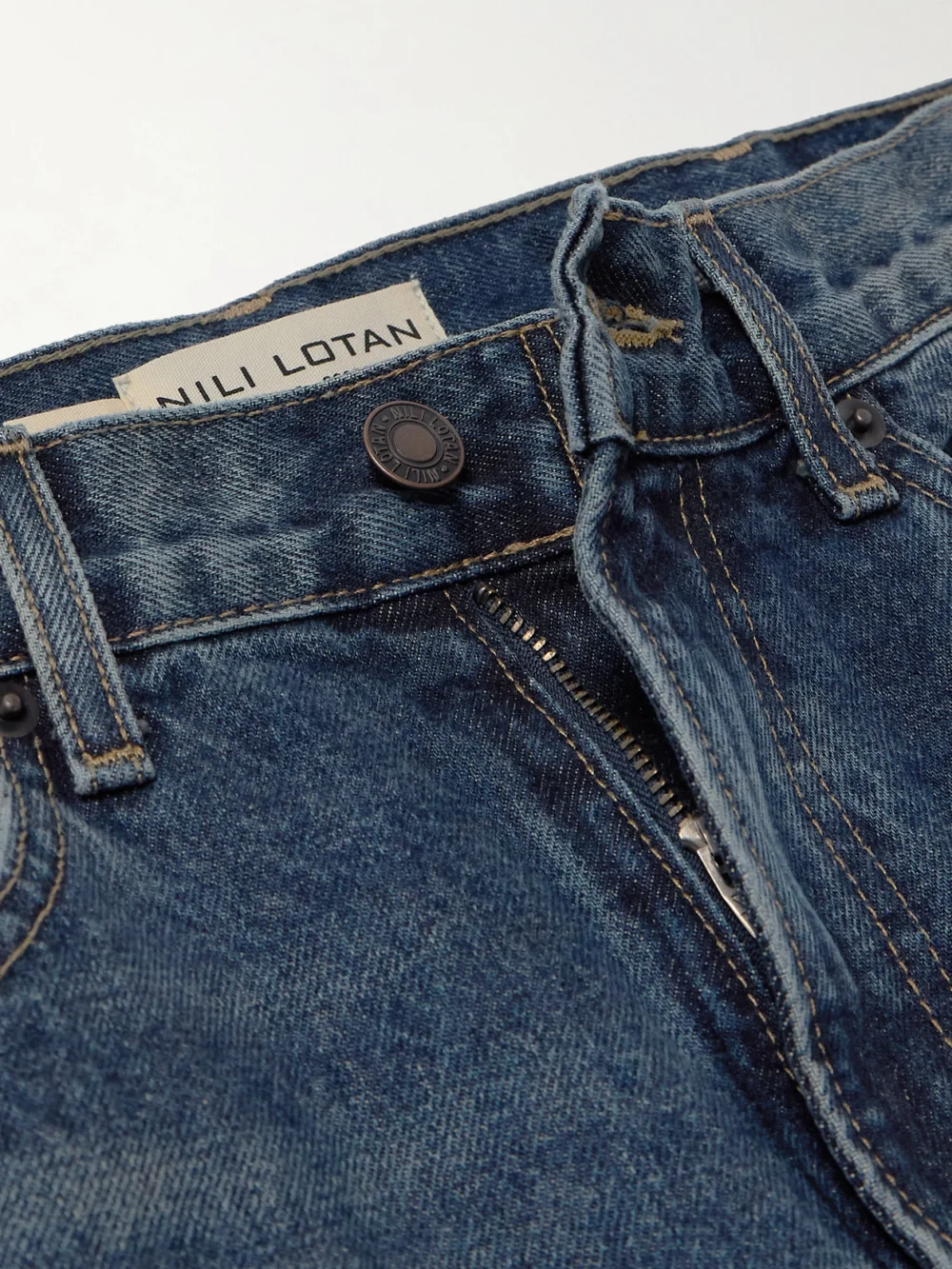 Close-up detail of the Nili Lotan Mitchell Boyfriend Jeans