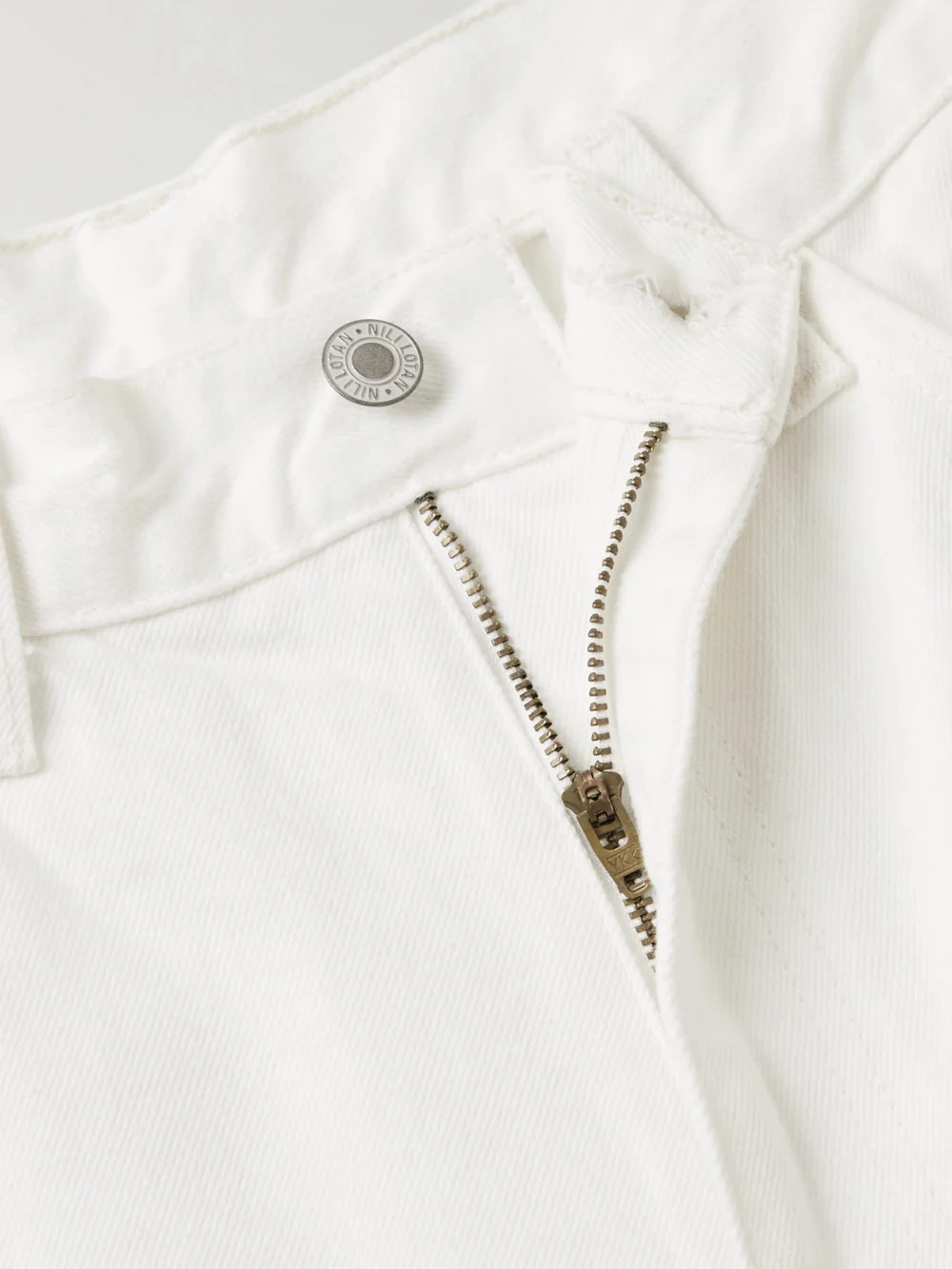Close-up detail of the Nili Lotan Mitchell High-rise Jeans