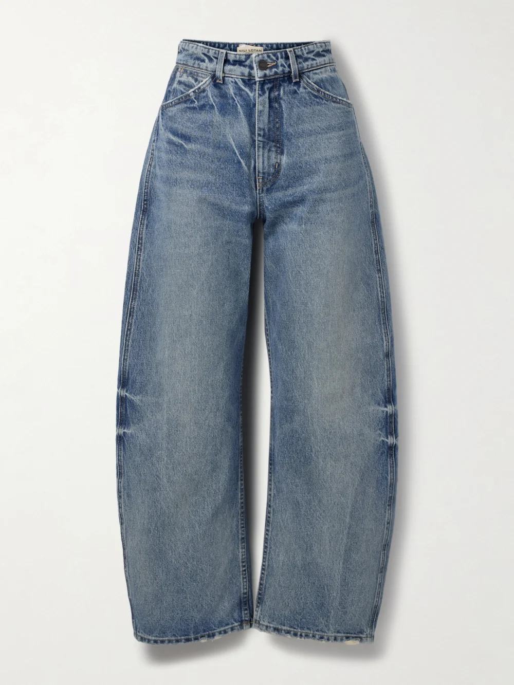 Nili Lotan Otis Mid-rise Barrel-leg Jeans in mid denim