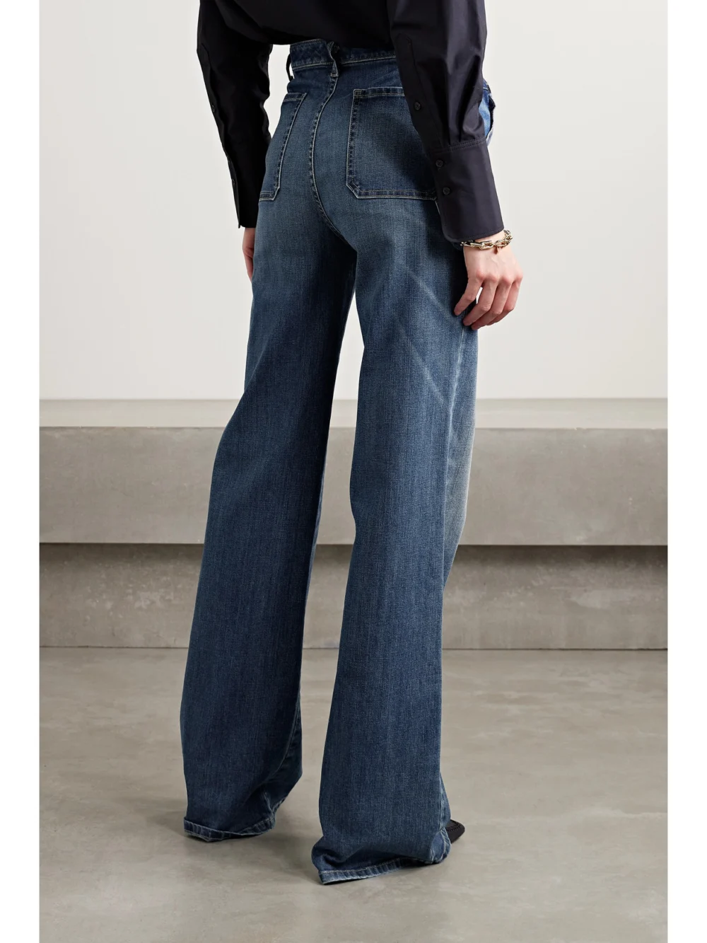 Back view of the Nili Lotan Quentin High-rise Wide-leg Jeans