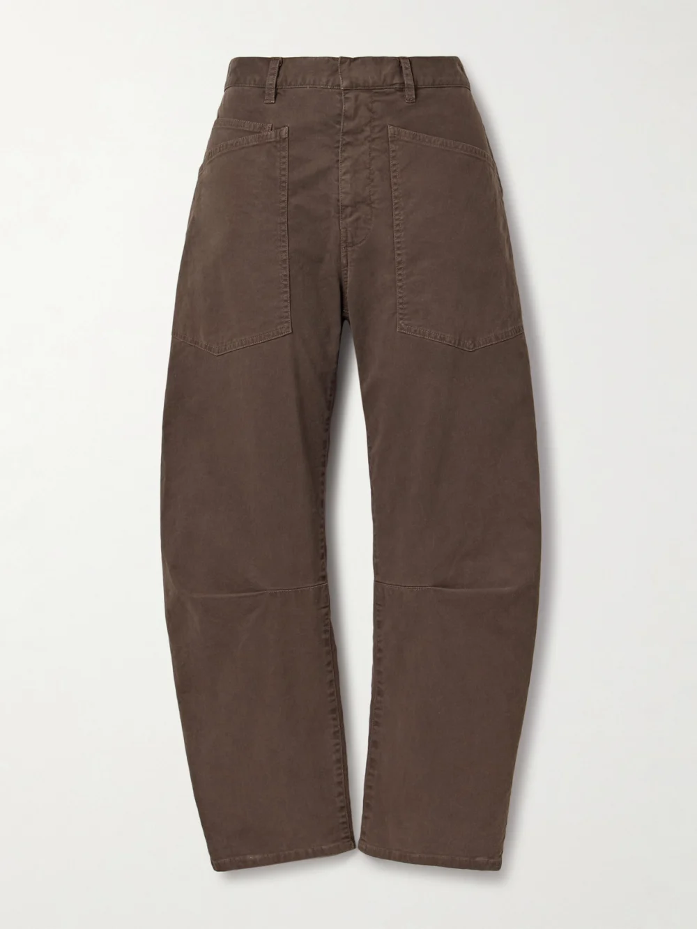Nili Lotan Shon Brushed Stretch-cotton Twill Barrel-leg Pants in brown