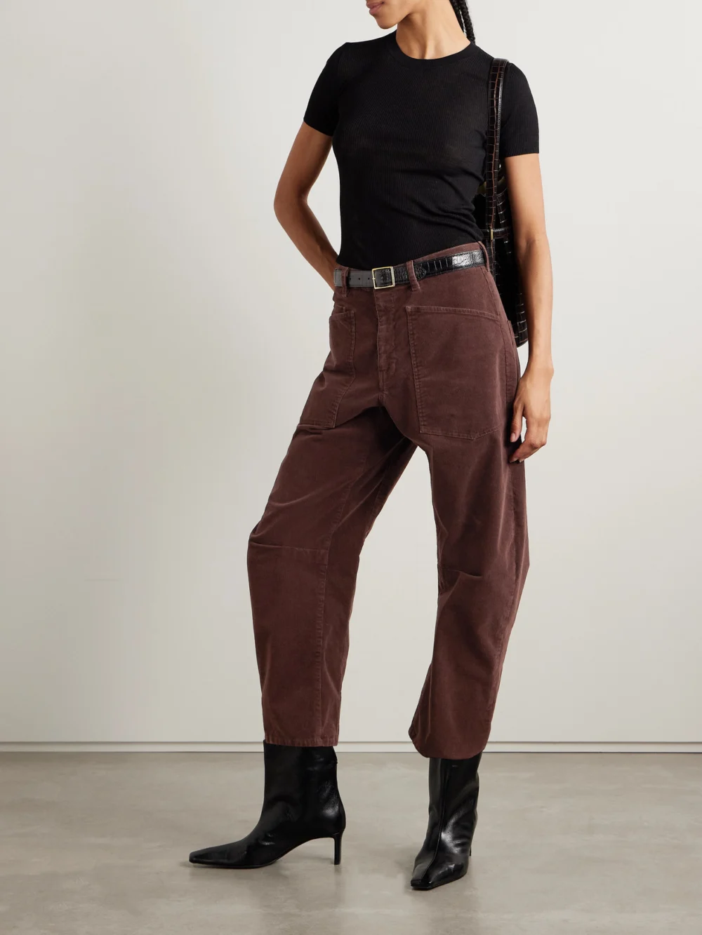 Nili Lotan Shon Cotton-blend Corduroy Tapered Pants, worn by a model