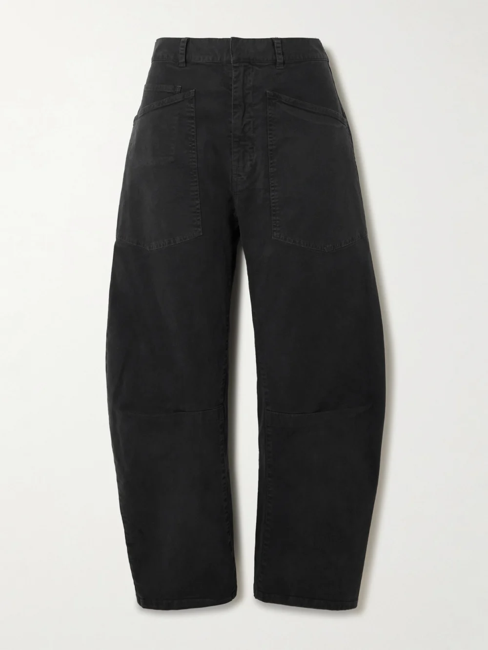 Nili Lotan Shon Cotton-blend Twill Barrel-leg Pants in black