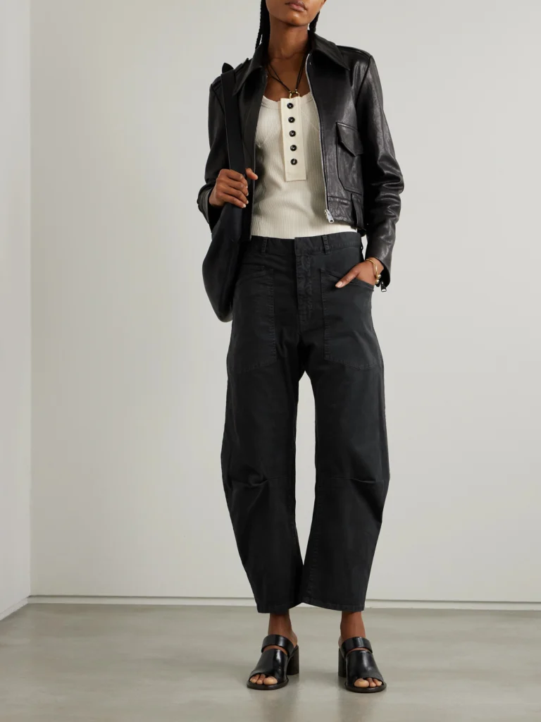 Nili Lotan Shon Cotton-blend Twill Barrel-leg Pants