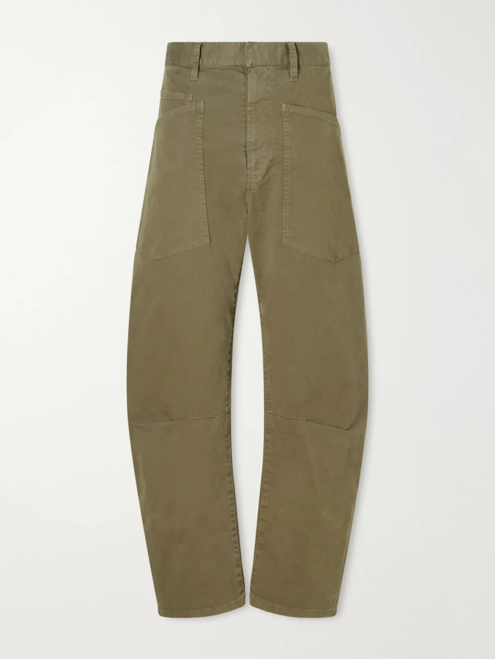 Nili Lotan Shon Cotton-blend Twill Barrel-leg Pants in green