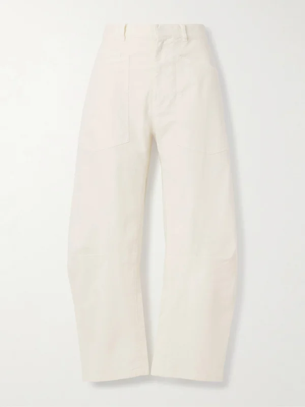 Nili Lotan Shon Cotton-blend Twill Barrel-leg Pants