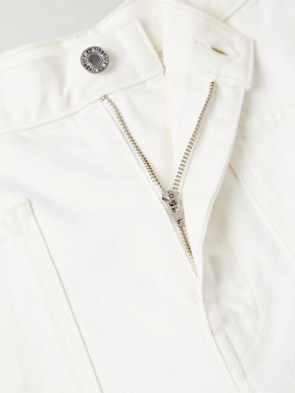 Close-up detail of the Nili Lotan Shon Cotton-blend Twill Tapered Pants