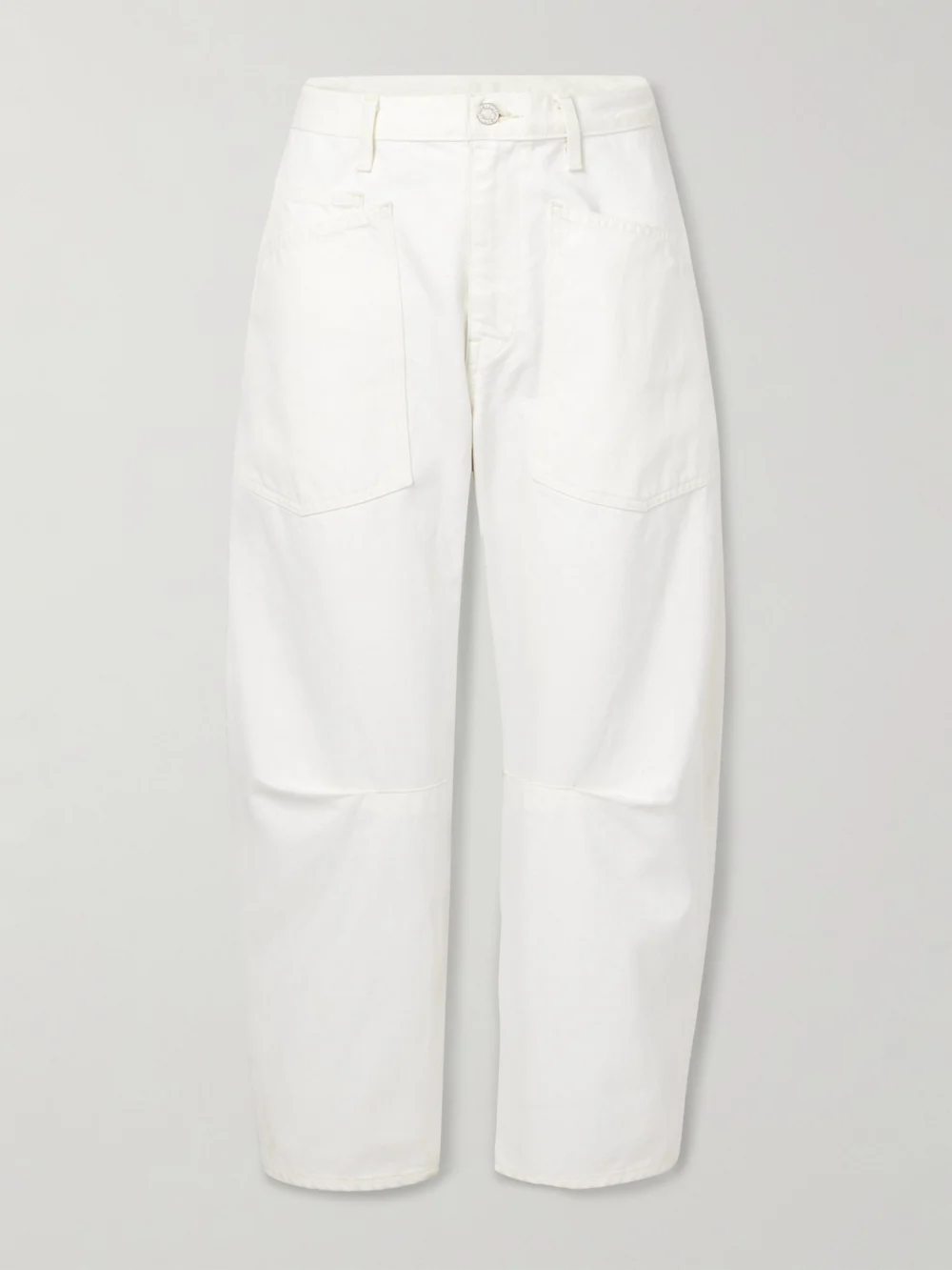 Nili Lotan Shon Cotton-blend Twill Tapered Pants in cream