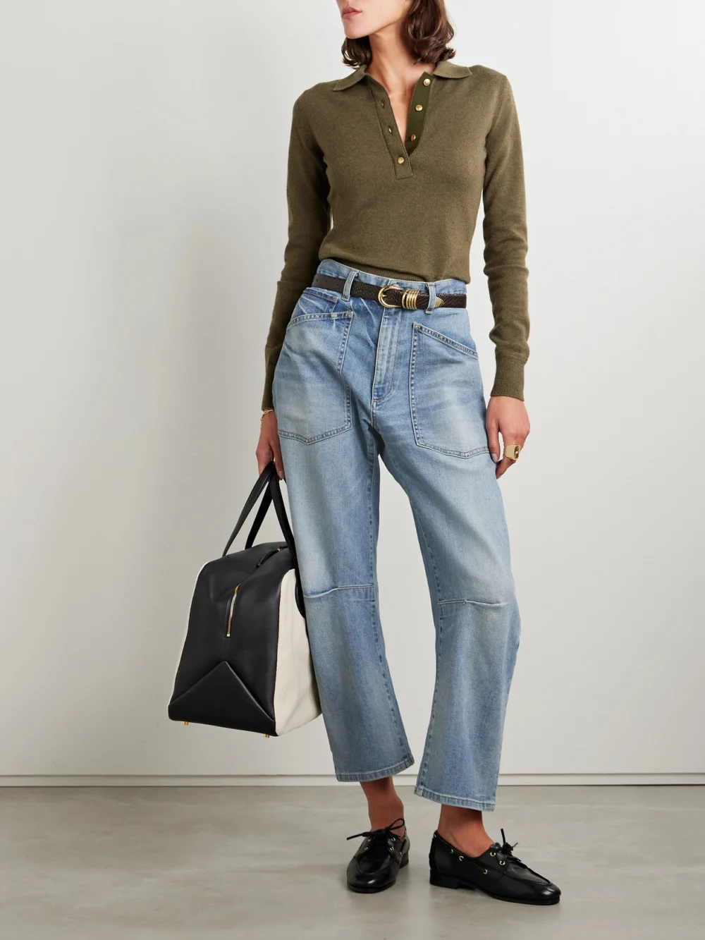 Nili Lotan Shon High-rise Tapered Jeans, worn by a model