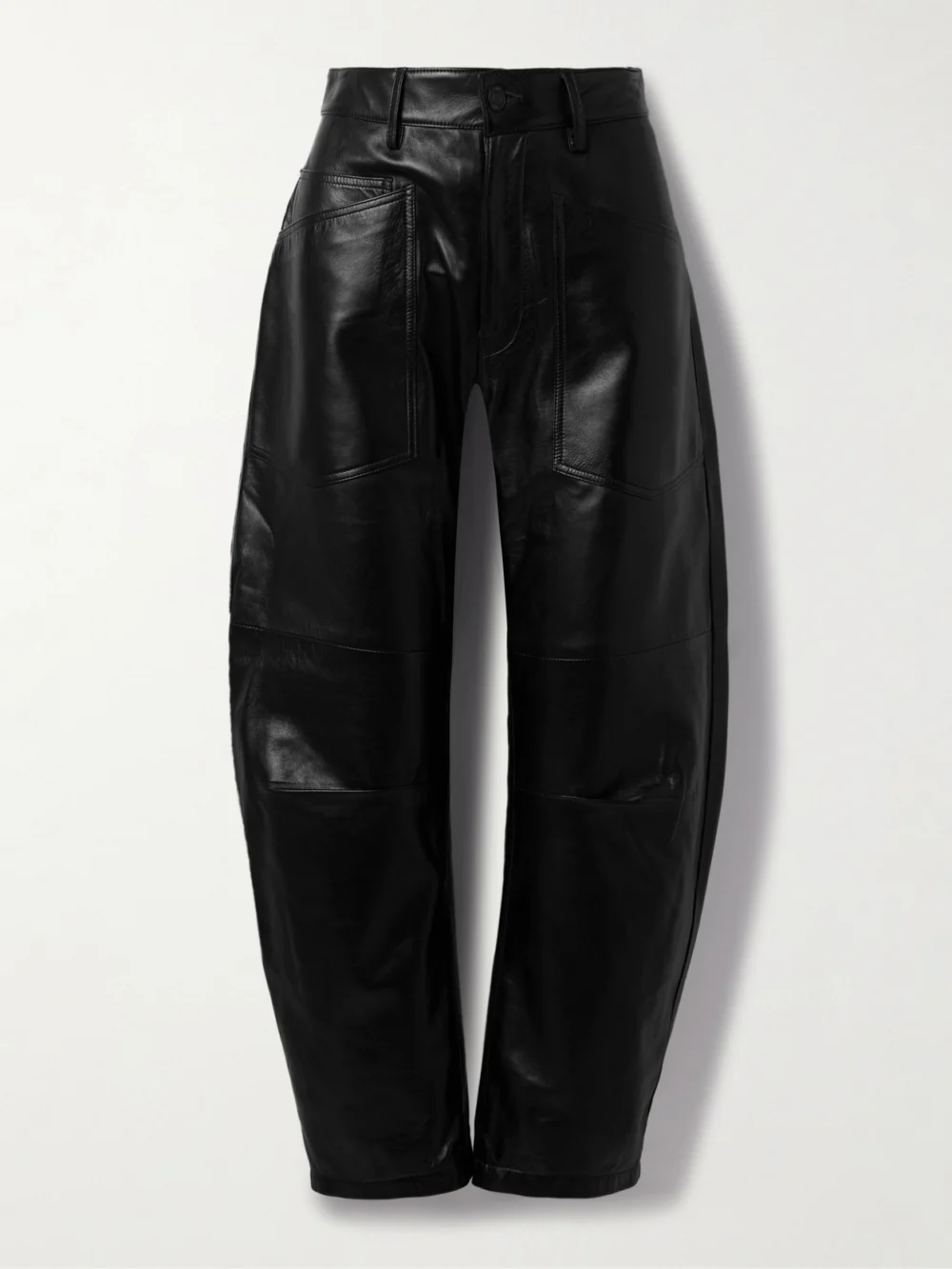 Nili Lotan Shon Leather Barrel-leg Pants in black