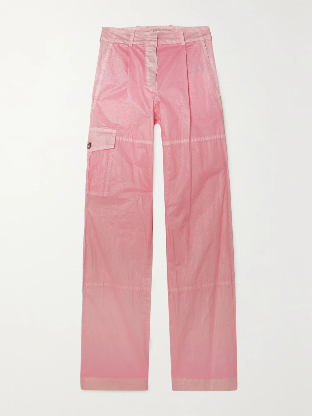 Nina Ricci Crinkled-shell Straight-leg Cargo Pants in pink