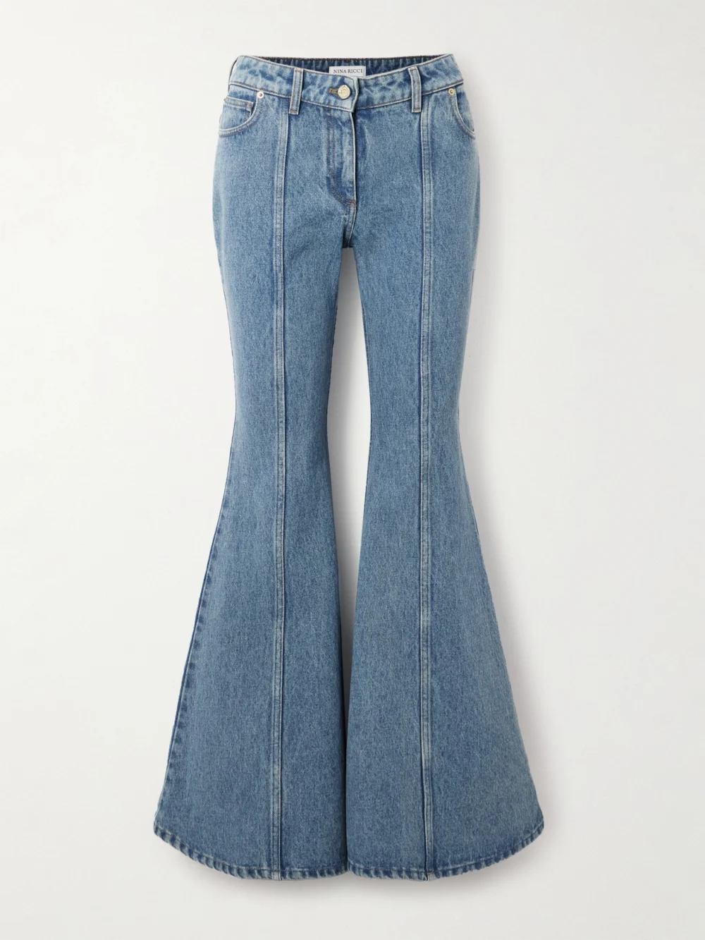 Nina Ricci Paneled Mid-rise Flared Jeans in blue