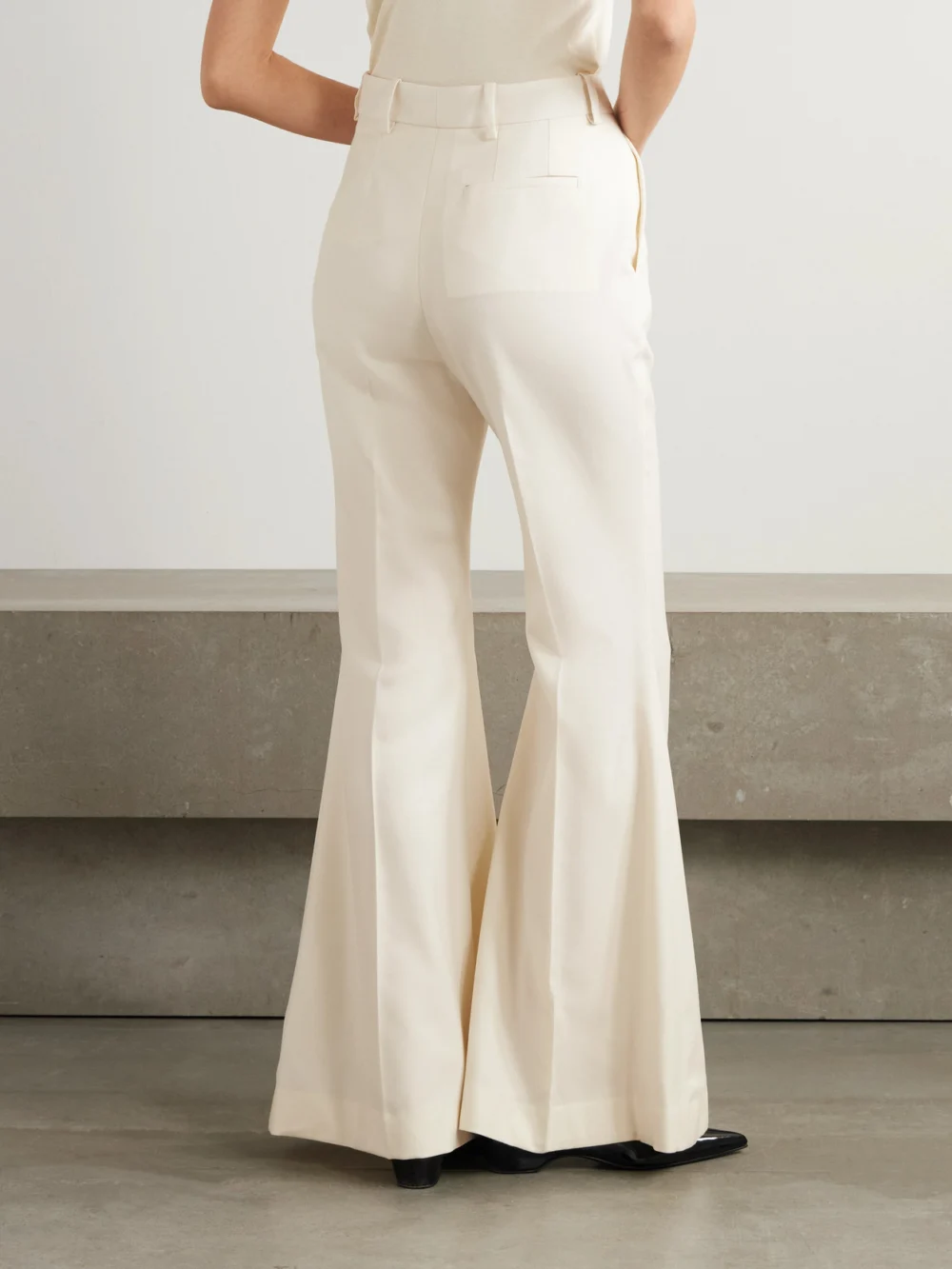Back view of the Nina Ricci Wool-gabardine Flared Pants