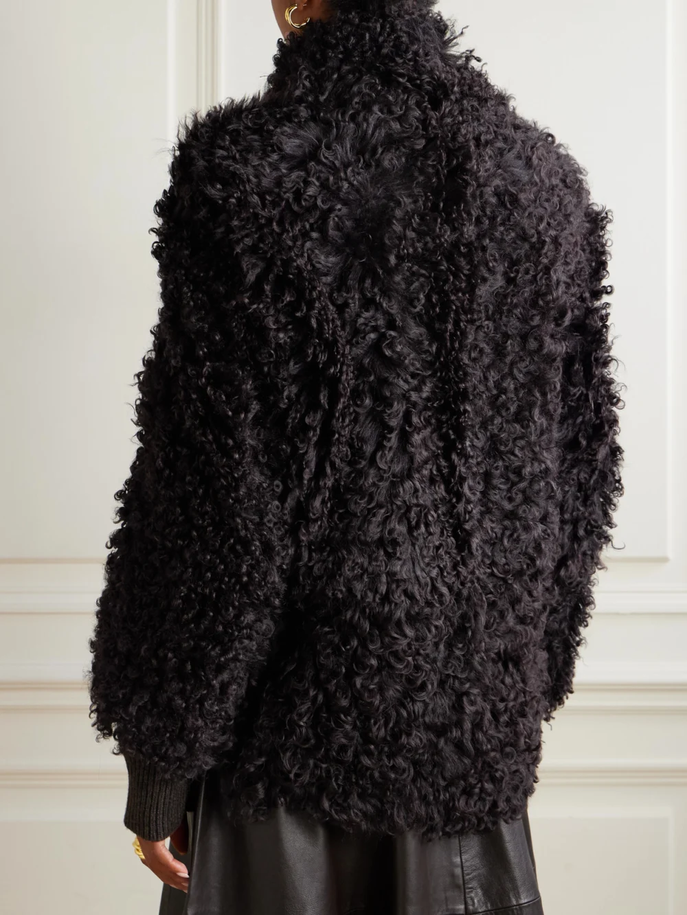 Back view of the Nour Hammour Amara Shearling Jacket