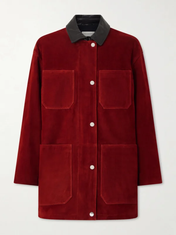 Nour Hammour Barn Leather-trimmed Suede Jacket
