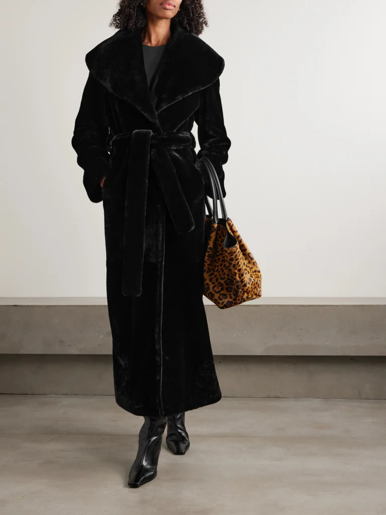 Nour Hammour Giovanna Belted Shearling Coat