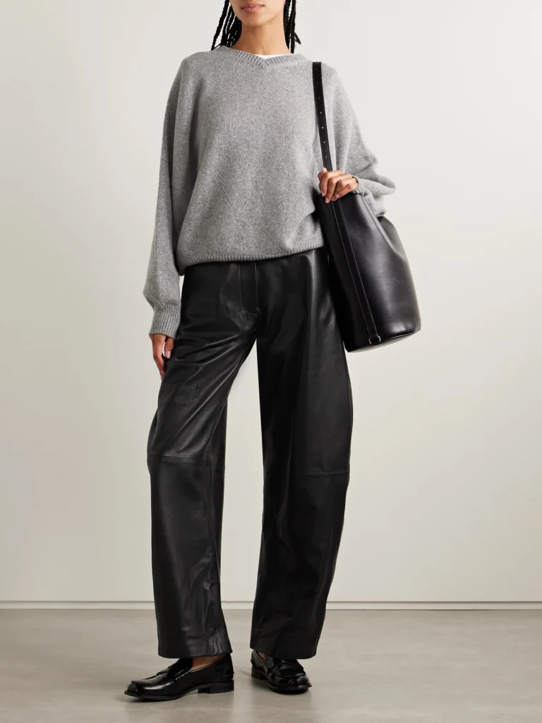 Nour Hammour Leather Barrel-leg Pants
