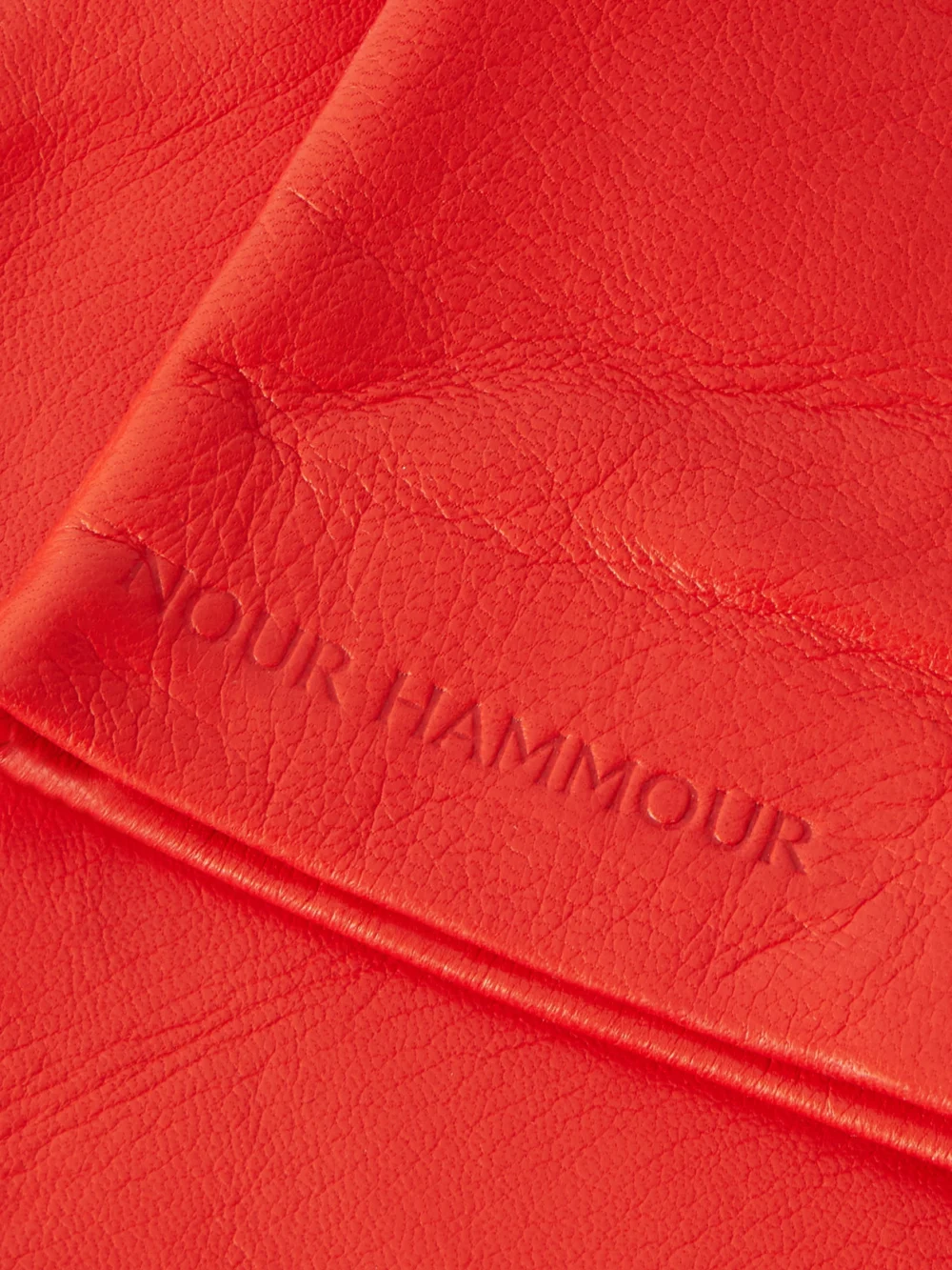 Close-up detail of the Nour Hammour Leather Gloves
