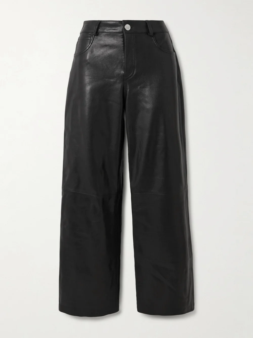 Nour Hammour Milo Paneled Leather Wide-leg Pants in black