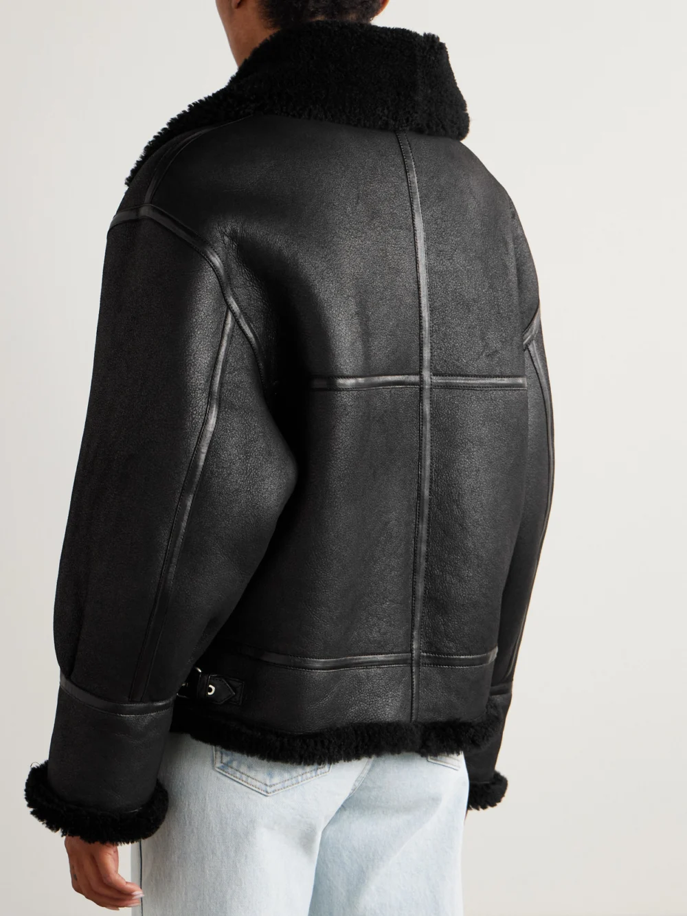 Back view of the Nour Hammour Portia Shearling Jacket