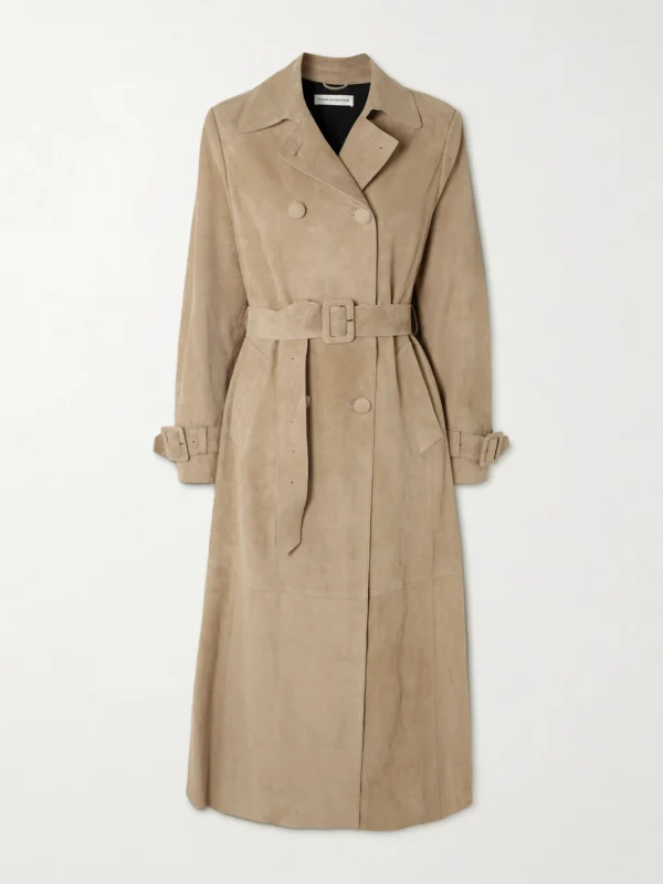 Nour Hammour Tate Belted Suede Trench Coat