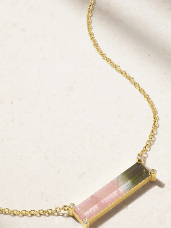 Octavia Elizabeth 18-karat Gold, Tourmaline and Diamond Necklace