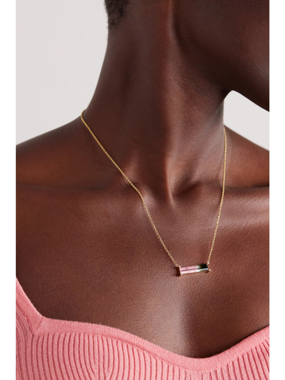 Octavia Elizabeth 18-karat Gold, Tourmaline and Diamond Necklace, styled view
