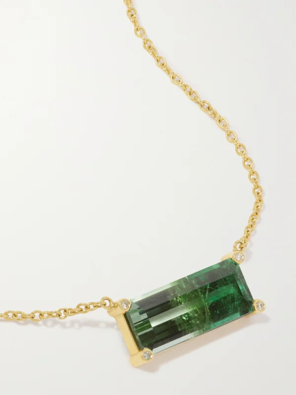 Octavia Elizabeth 18-karat Recycled Gold, Ombré Tourmaline and Diamond Necklace