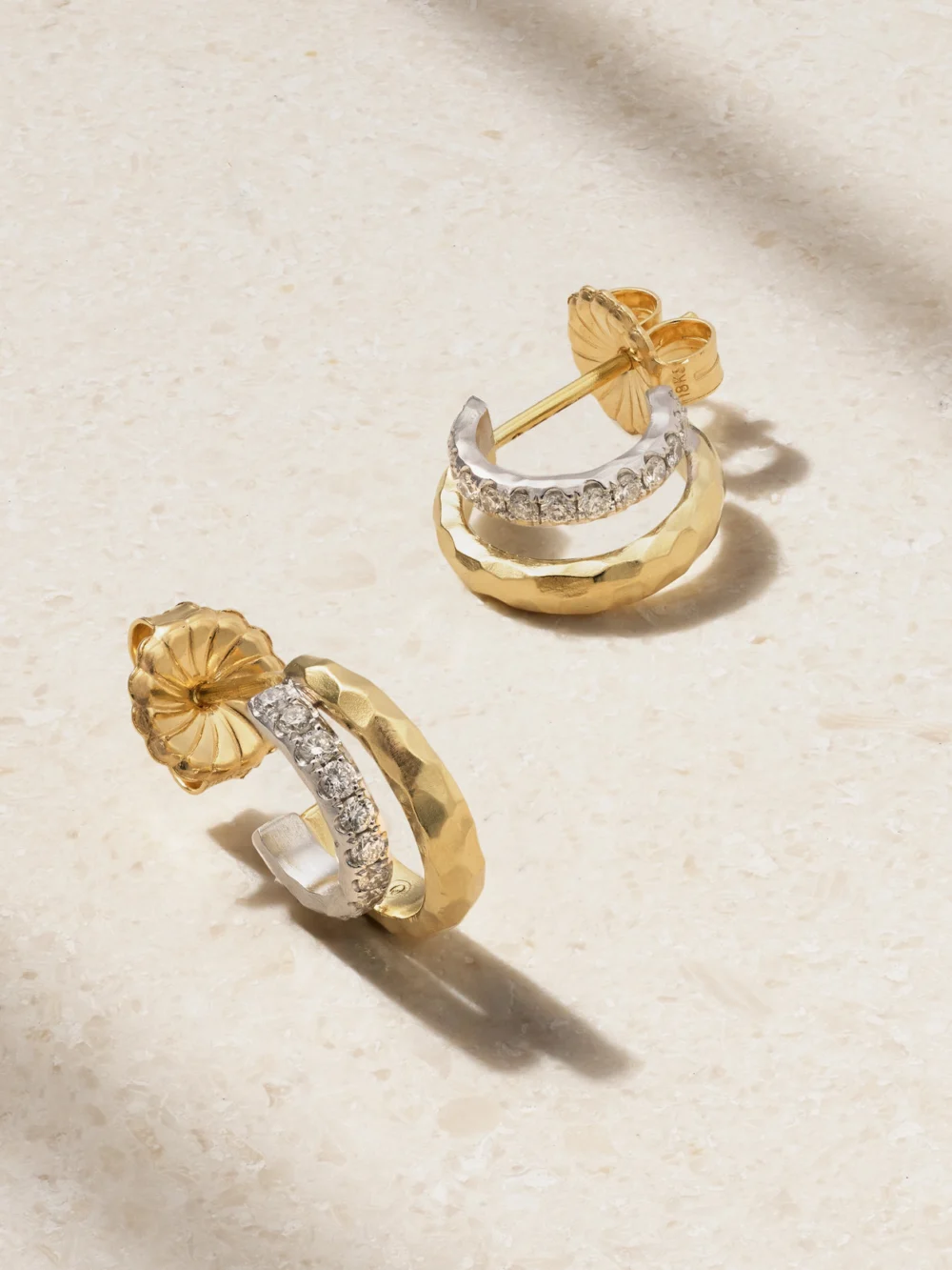Octavia Elizabeth 18-karat Yellow and White Gold Diamond Hoop Earrings